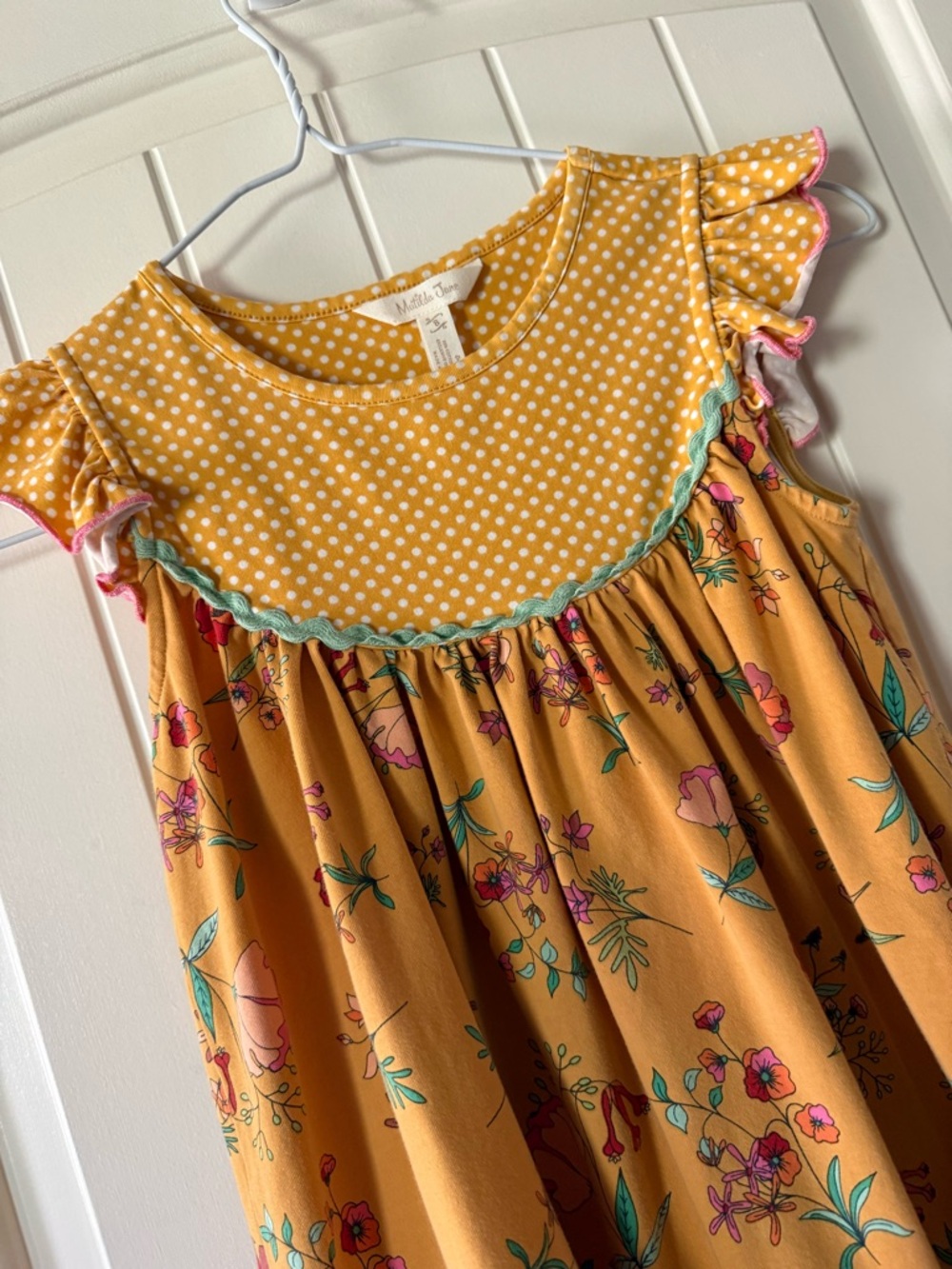 Matilda Jane Mustard Floral & Polka Dot Ruffle Dress